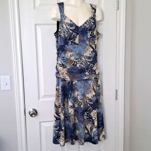 Reitmans Blue Botanical Print Dress Large
